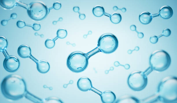 Hydrogen H2 molecule model, Energy Water Fuel Cell, 3d illustration